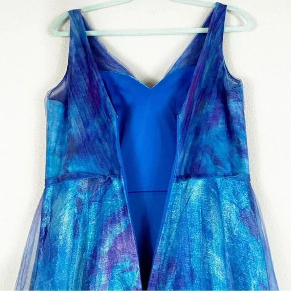 NWOT Rene Ruiz Collection V-neck Floral Organza Gown Maxi Sleeveless Dress sz 8 - Picture 8 of 16